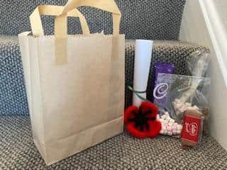 A goody bag distributed to all members by Great Doddington WI