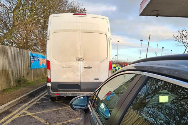 Police seized this van on the A14 after spotting the driver speeding and not wearing a seatbelt. Photo: @NP_PC1604