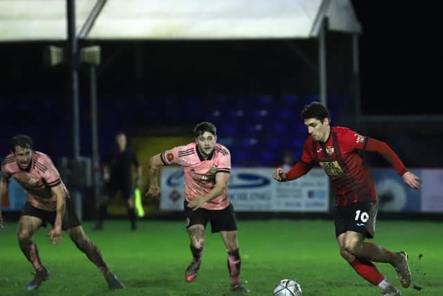 Sam Jones gets on the ball for the Poppies at Latimer Park