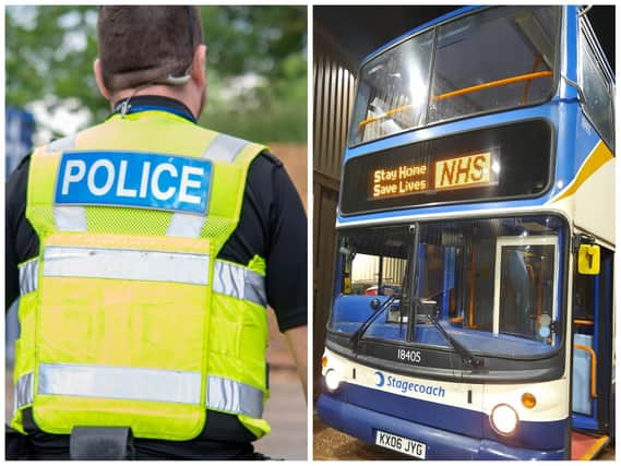 Police are hunting a man who spat at a Stagecoach bus driver at Weston Favell on Monday