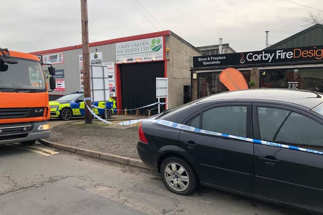 The incident occurred overnight at this garden machinery outlet in Corby