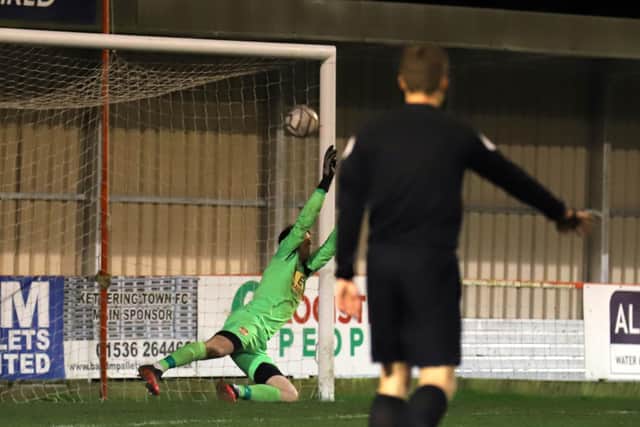 Adam Collin produced a superb save to deny Lebrun Mbeka from the penalty spot