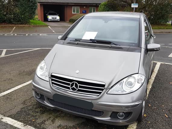 Police found this untaxed Mercedes parked just yards away from their base at the M1 services. Photo: @NorthantsSCIU