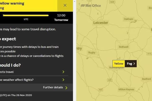 Met Office weather warning runs from 8pm tonight until noon on Thursday