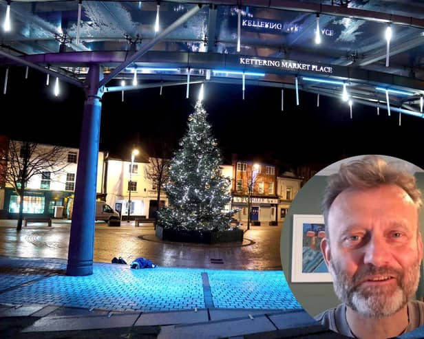 The Kettering Christmas lights were switched on virtually by Hugh Dennis