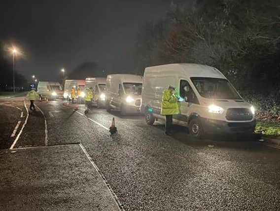 Police put 105 vans through rigorous safety checks during an early-morning operation in Brackmills