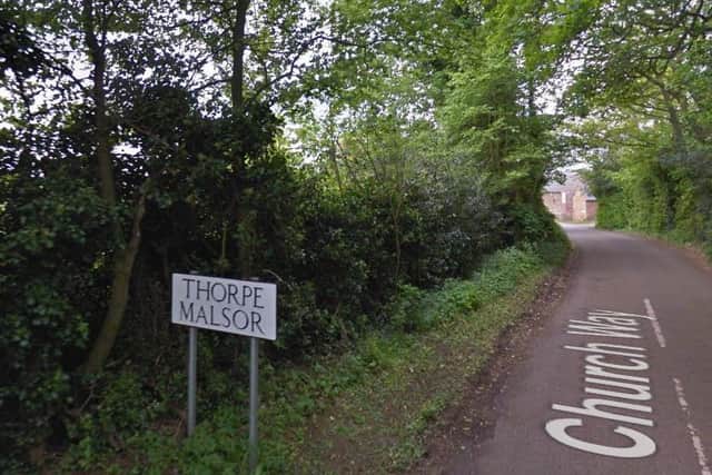 Police are hunting a man who exposed himself twice in woodland near Church Way. Thorpe Malsor