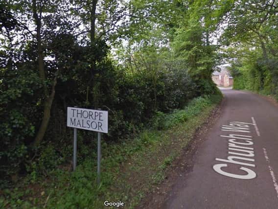Police are hunting a man who exposed himself twice in woodland near Church Way. Thorpe Malsor
