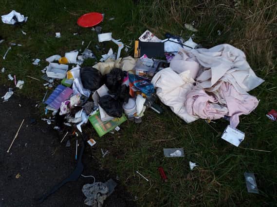 Some of the fly-tipped waste found on Rushden's Greenway in February