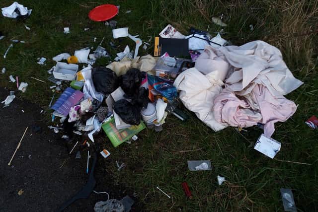 Some of the fly-tipped waste found on Rushden's Greenway in February