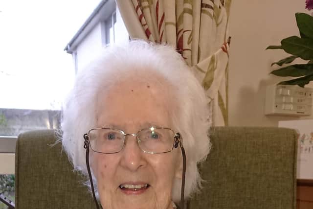 Sheila Ackroyd celebrating her 100th birthday