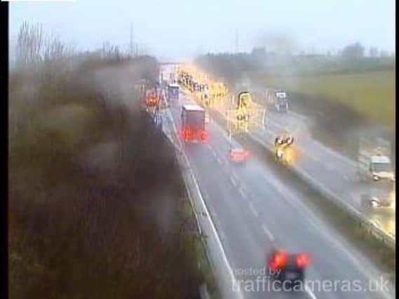 Traffic is heavy on the A14 at Rothwell