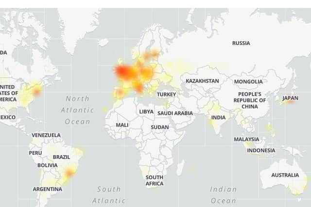 This map on downdetector.com showed the extent of the Google crash