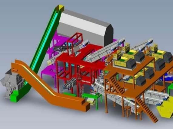 An image showing the layout of the recycling plant within the existing building at Kirby Lodge.