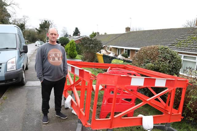 Paul Groom with the fenced off area