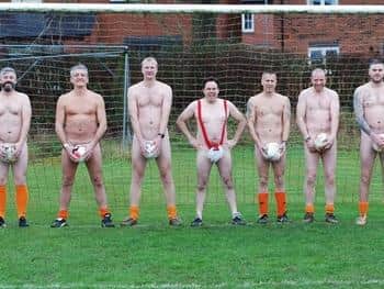 The teammates stripped to raise money for a cancer charity. Photo: JLGFotography.