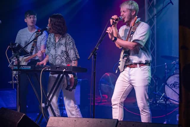 Members of Sarpa Salpa on stage at the Craufurd Arms in October. Photo by David Jackson.