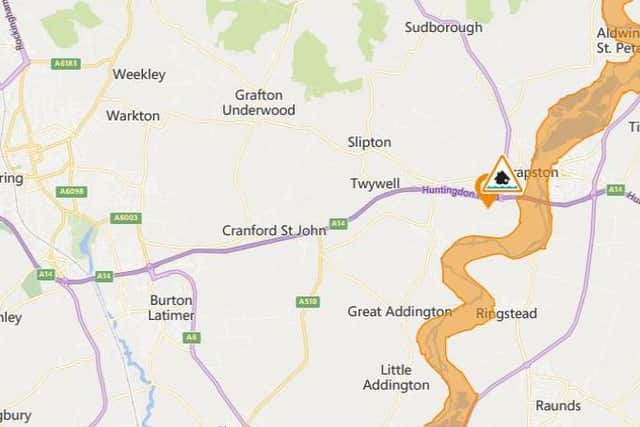 A flood alert is in force at Thrapston with more heavy rain forecast for Wednesday
