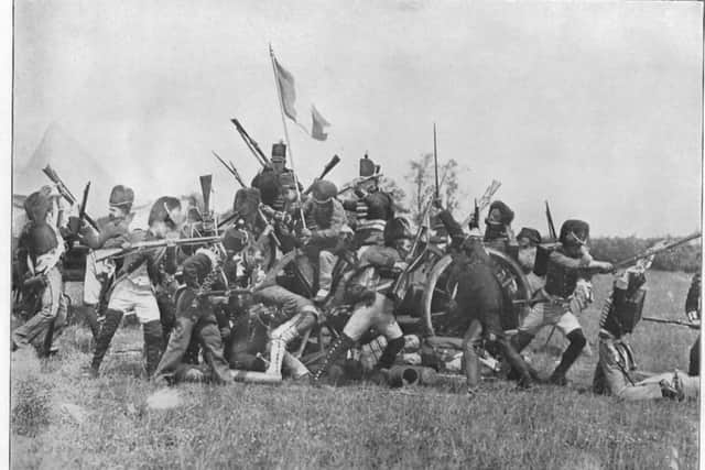 Enthusiastic actors fight for a gun