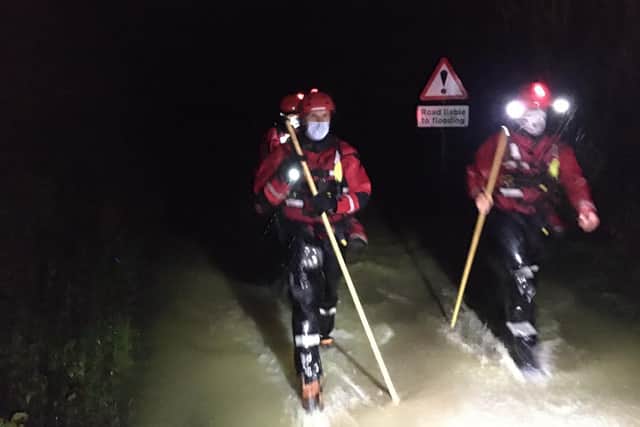 The team uses equipment to help them asses the water depth