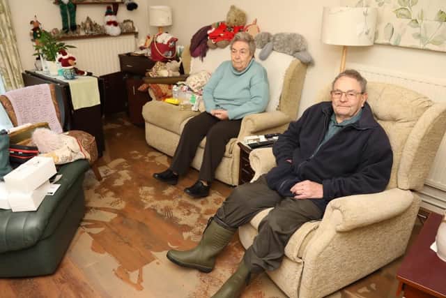 Pauline and Colin Johnson had to be evacuated from Harpers Court due to the flooding