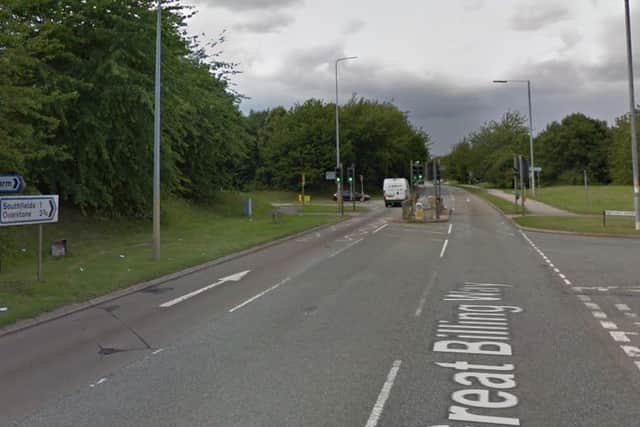 The Audi was clocked at 101mph near this junction in Great Billing Way