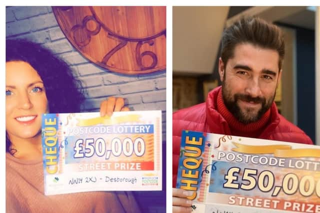 Kimberley with her cheque and, pictured right, ambassador Matt Johnson.