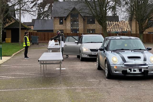 The drive-thru set up in Harlestone Road.