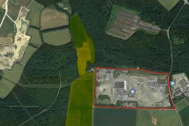 Augean's Kings Cliffe site with the new proposed area for landfill (highlighted in yellow) and the existing site outlined in red