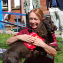 KGH Research Nurse Margaret Turns and Bramble during the Bio-detection Dog visit to KGH in August