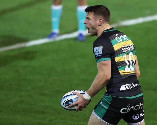 Dan Biggar showed how much it meant to him after scoring for Saints in their most recent match, against Worcester on Boxing Day