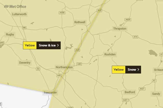 Saturday's weather warnings cover most of Northamptonshire