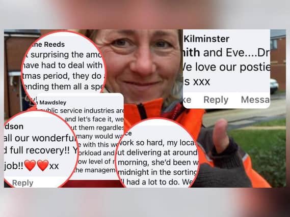 Corby postie Eve Walker is one of those who has managed to keep working this week.