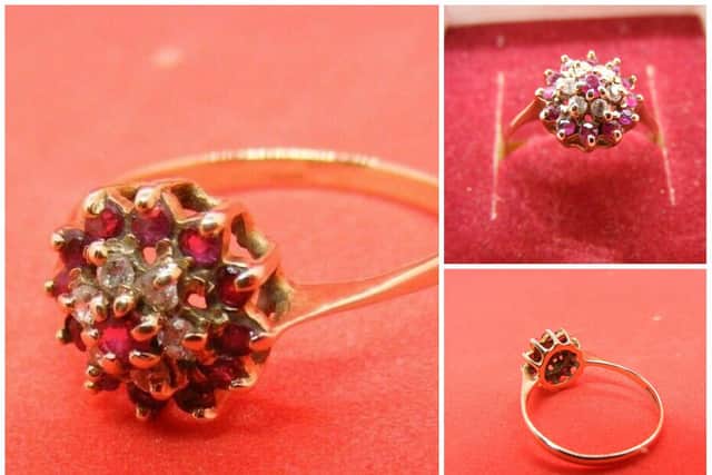 This ruby and diamond cluster ring will go to the highest bidder