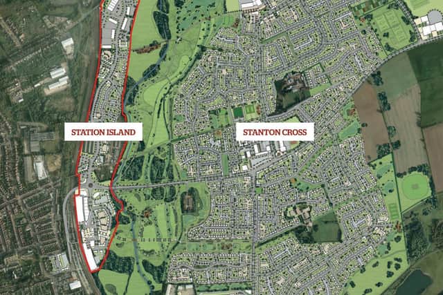 An aerial view of the site