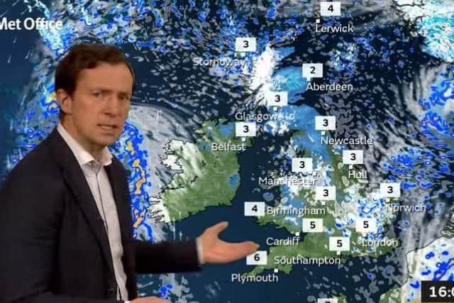 Alex Deakin's Met Office weather map shows snow heading our way on Saturday