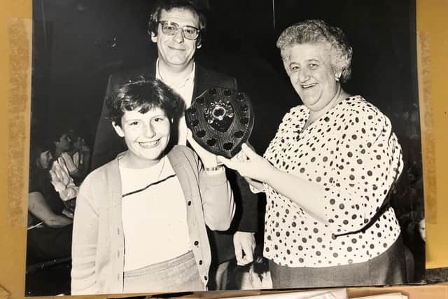 1986: the last time Samantha appeared in the Evening Telegraph when she won a swimming shield at Rothwell Junior School.