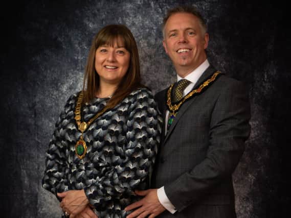 This year’s chairman, Cllr Helen Howell, and consort, Cllr Lee Wilkes, wearing their chains