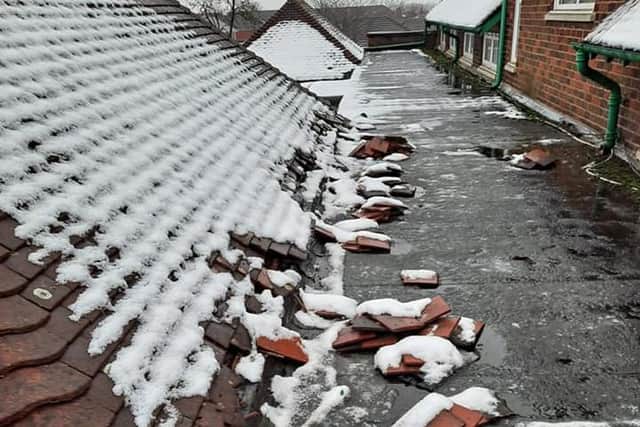 Water poured through the roof and ceilings onto equipment