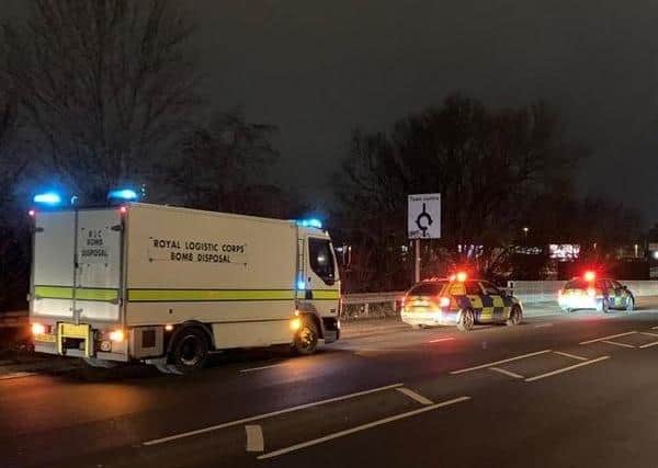Bomb squad experts heading through Northampton on Sunday afternoon. Photo: NptonResponse