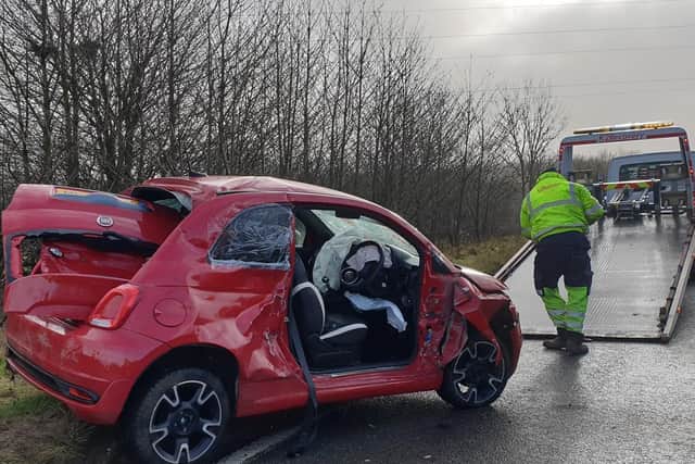 The damaged Fiat 500. Credit: Northants Police Interceptors