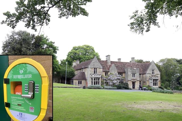 A defibrillator has been installed at Hall Park, Rushden