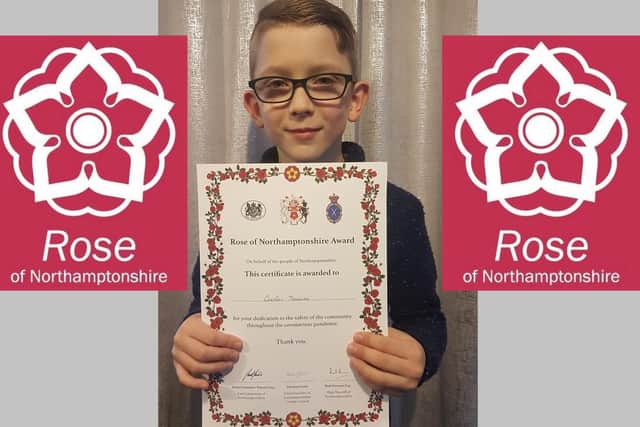 Caeden Thomson with his certificate