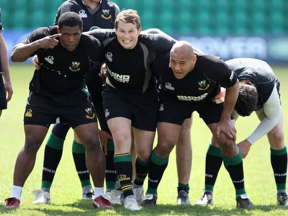 Brian Mujati, Dylan Hartley and Soane Tonga'uiha became a formidable front row for Saints