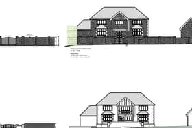 Objections have been raised over proposals to change the external appearance of 55, Bedford Road, Rushden (top image shows the proposed front elevation and bottom image shows the existing front elevation)