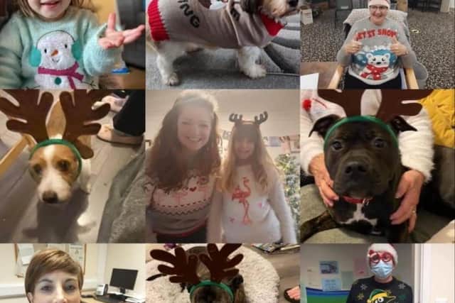 Some of the Christmas jumpers which were worn to raise £500 for Glamis Hall in Wellingborough