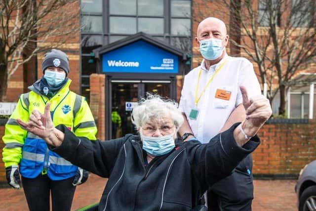 Just one of the 128,000-plus recipients of a first Covid-19 jab at Northamptonshire's  vaccination centre