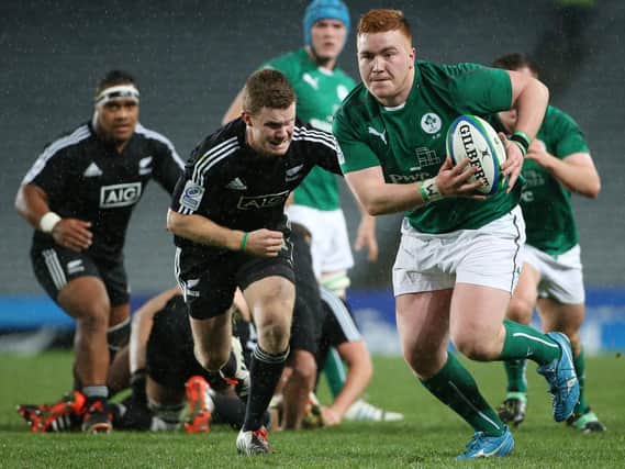 Oisin Heffernan has represented Ireland Under-20s and is pictured here taking on New Zealand in 2014
