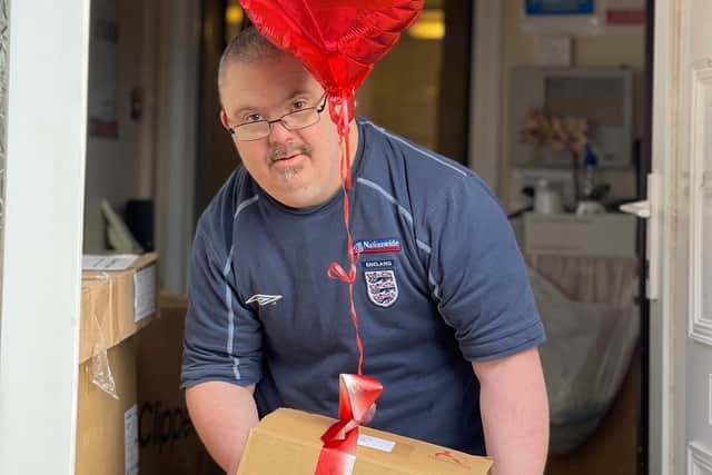 One of the boxes being delivered to a lucky recipient