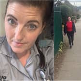 Charlene Field (left in her uniform and right on walk to raise money for the initiative).